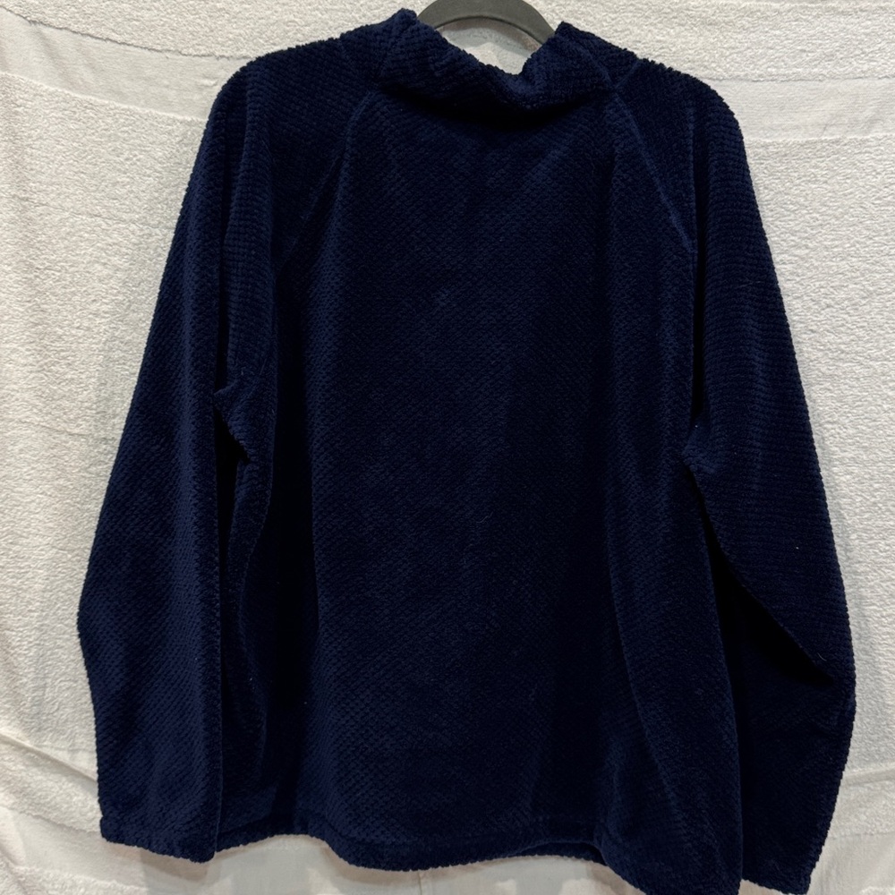 St. John's Bay Dark Blue Fleece Pullover - Picture 3 of 5